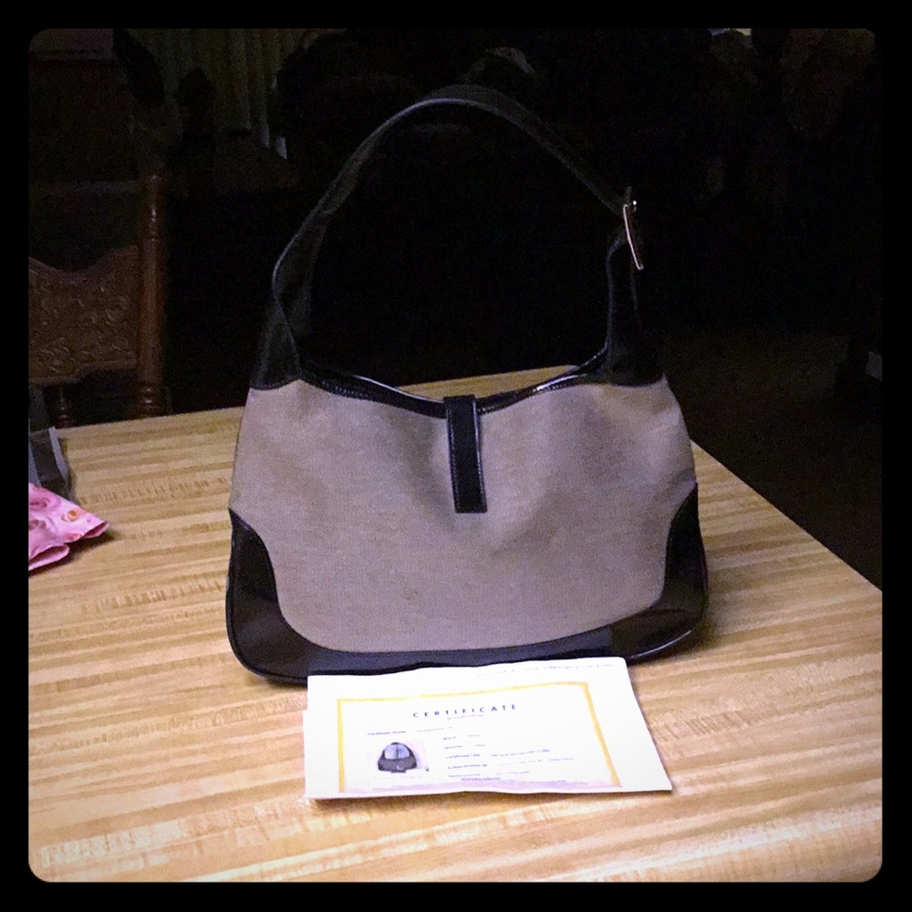 Gucci Canvas & Black Leather Trim Bag - Picture 3 of 4